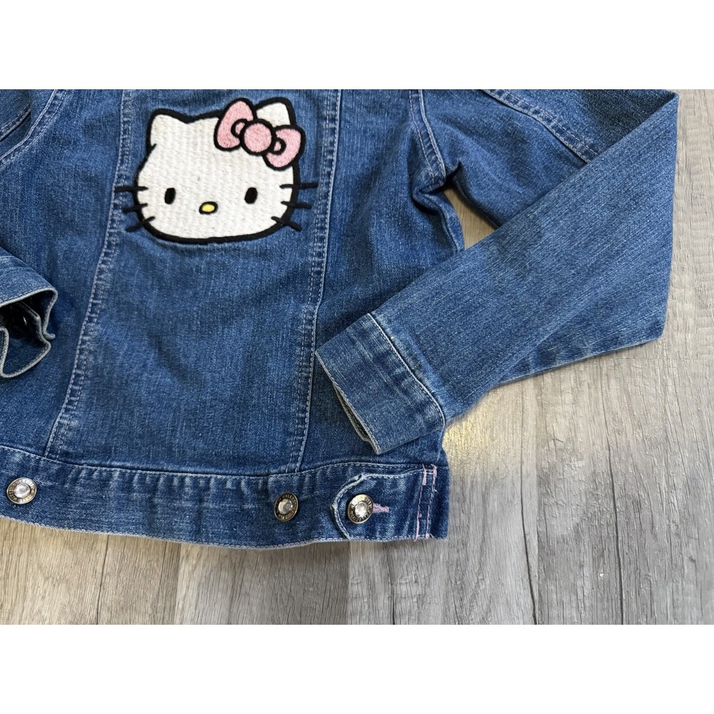 Hello Kitty Denim Jacket Girls Size 6 Sanrio Embroidered Patches Bling Buttons - Picture 9 of 12